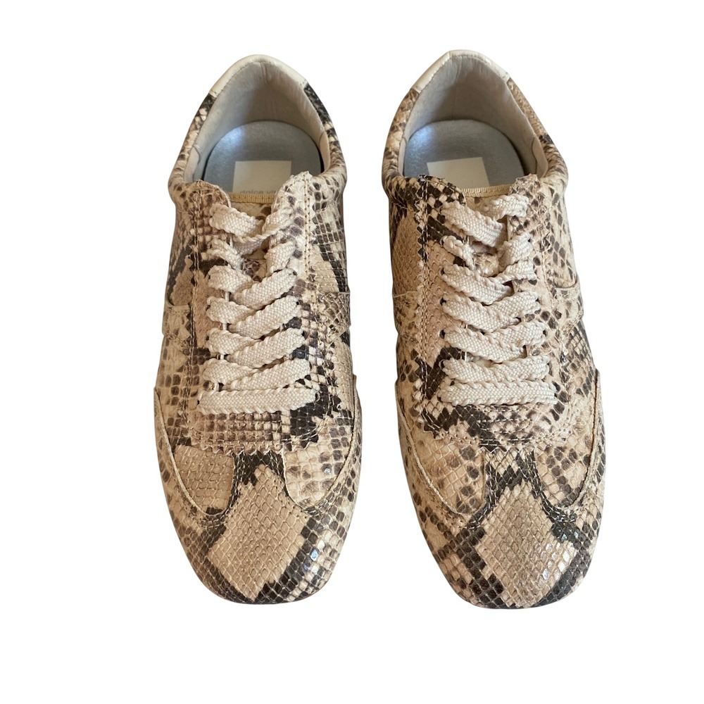 Dolce Vita Dorie Sneakers Womens Size 7 Snakeskin Embossed Low Top Lace Up Brown